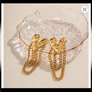 Gold Heart Chain Earrings